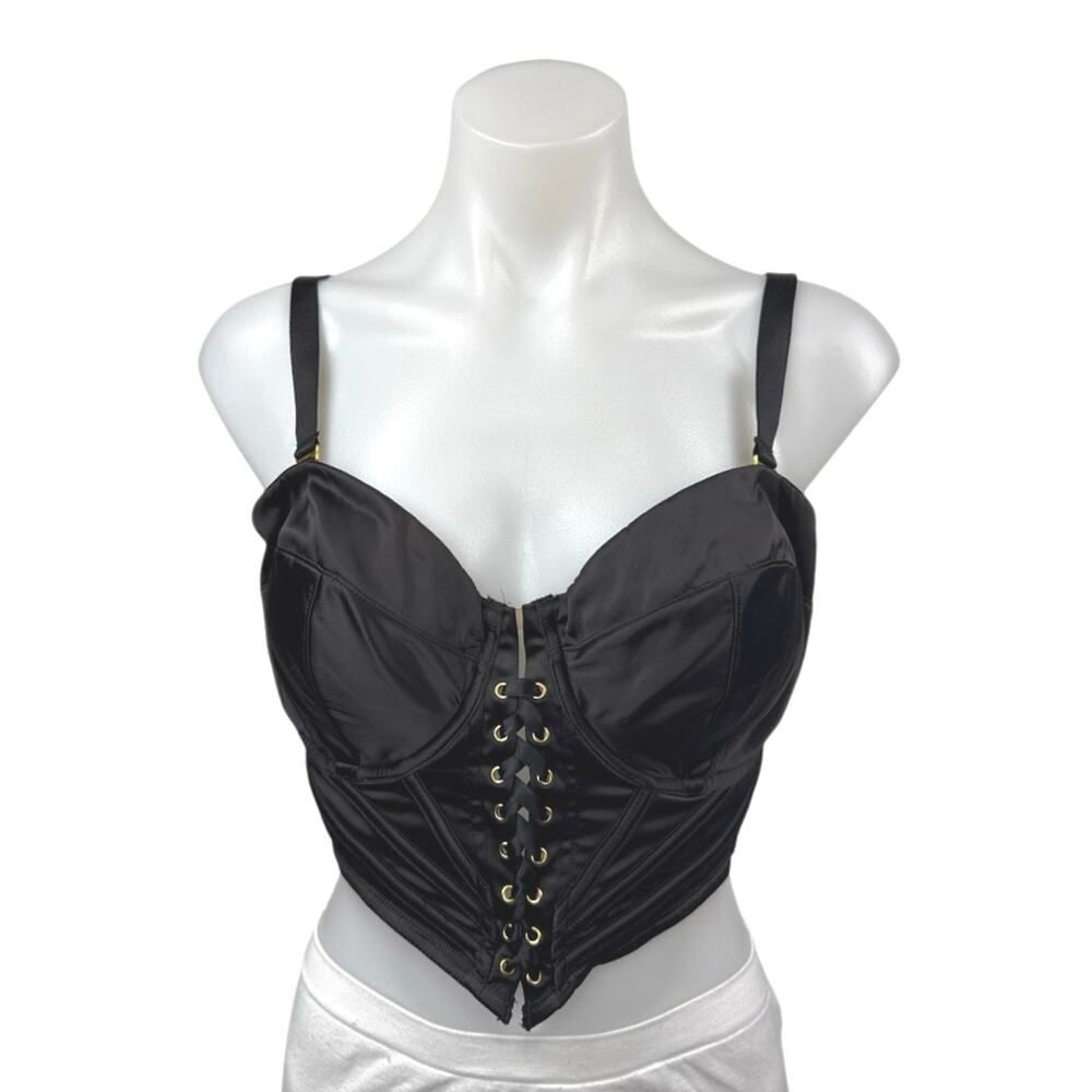 ASOS Black Sleeveless Lace Up Underwired Corset Bustier Crop Top Size 10E/F